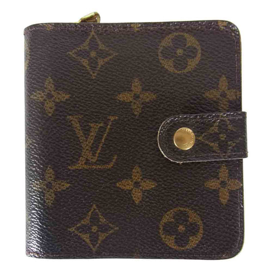 LOUIS VUITTON ルイ・ヴィトン M61667 モノグラム コンパクト ジップ 2つ折り 財布 ブラウン系【中古】