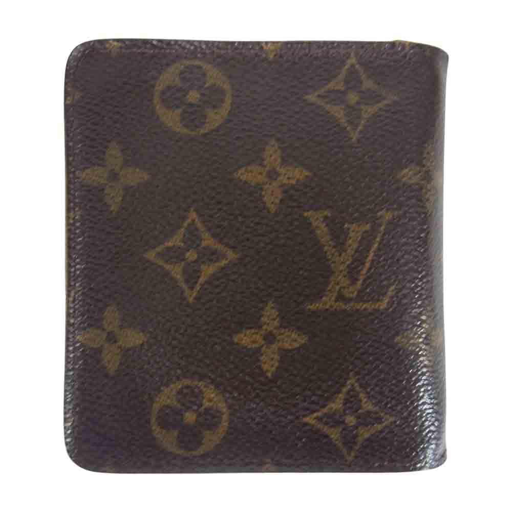 LOUIS VUITTON ルイ・ヴィトン M61667 モノグラム コンパクト ジップ 2つ折り 財布 ブラウン系【中古】