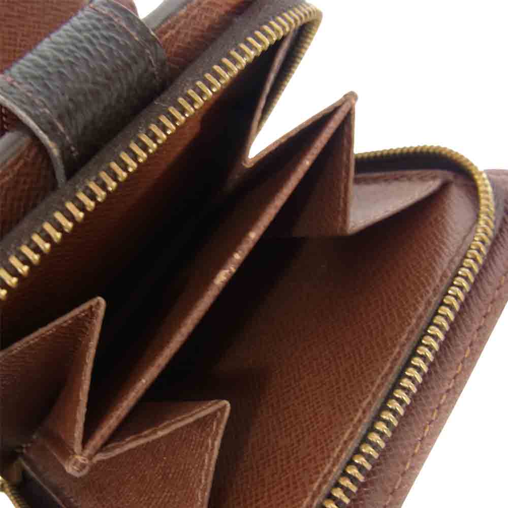 LOUIS VUITTON ルイ・ヴィトン M61667 モノグラム コンパクト ジップ 2つ折り 財布 ブラウン系【中古】
