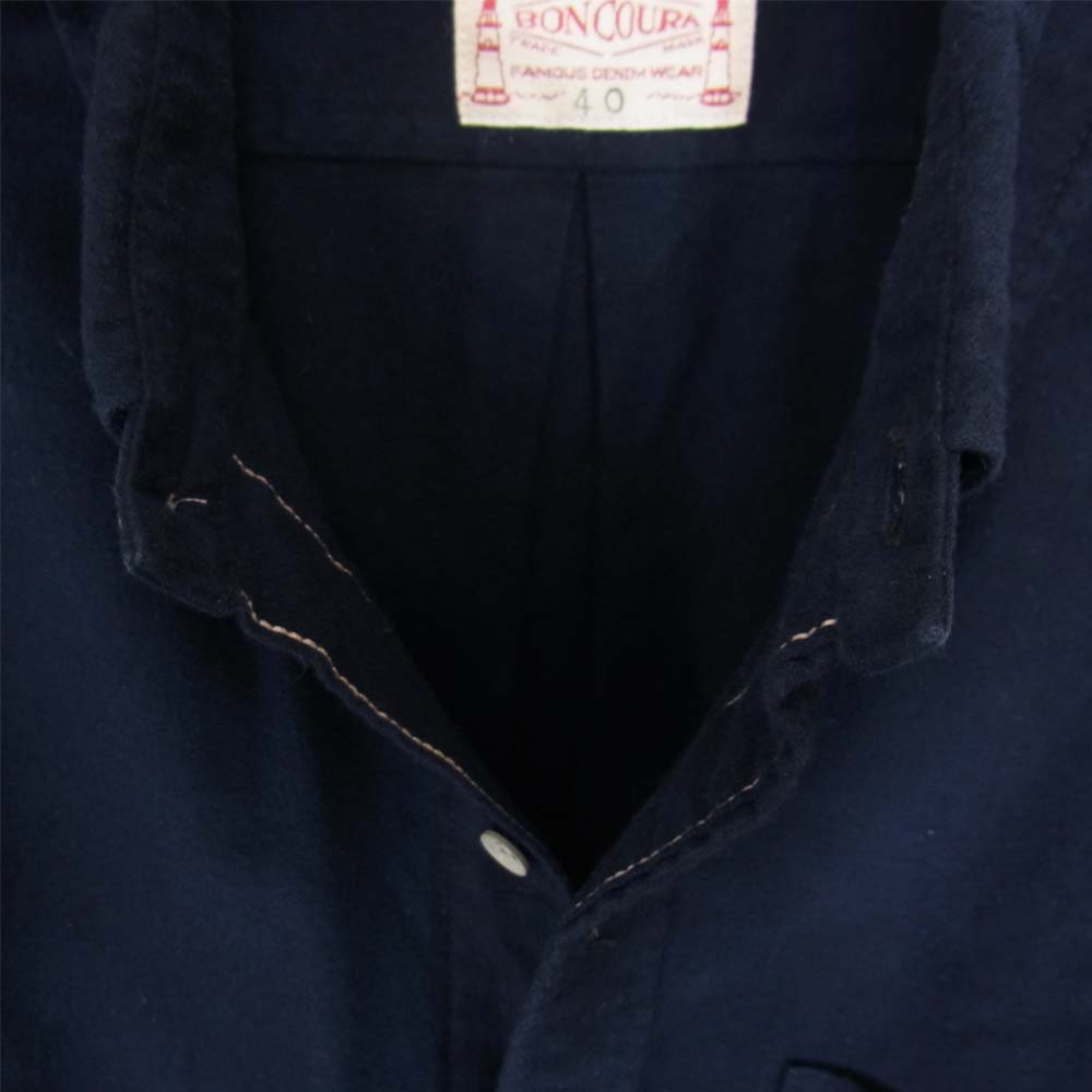 BONCOURA ボンクラ コットン ボタンダウン シャツ ネイビー系 40【中古】