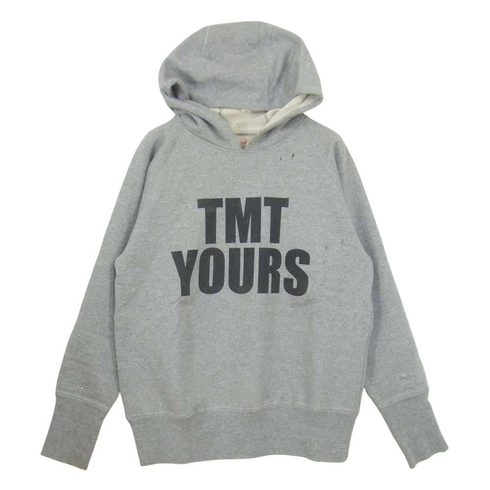 TMT ティーエムティー BIG HOLIDAY ビッグホリデー ダメージ加工 YOURS BIG3 ロゴ スウェット フーディ プルオーバー パーカー グレー系 S【中古】