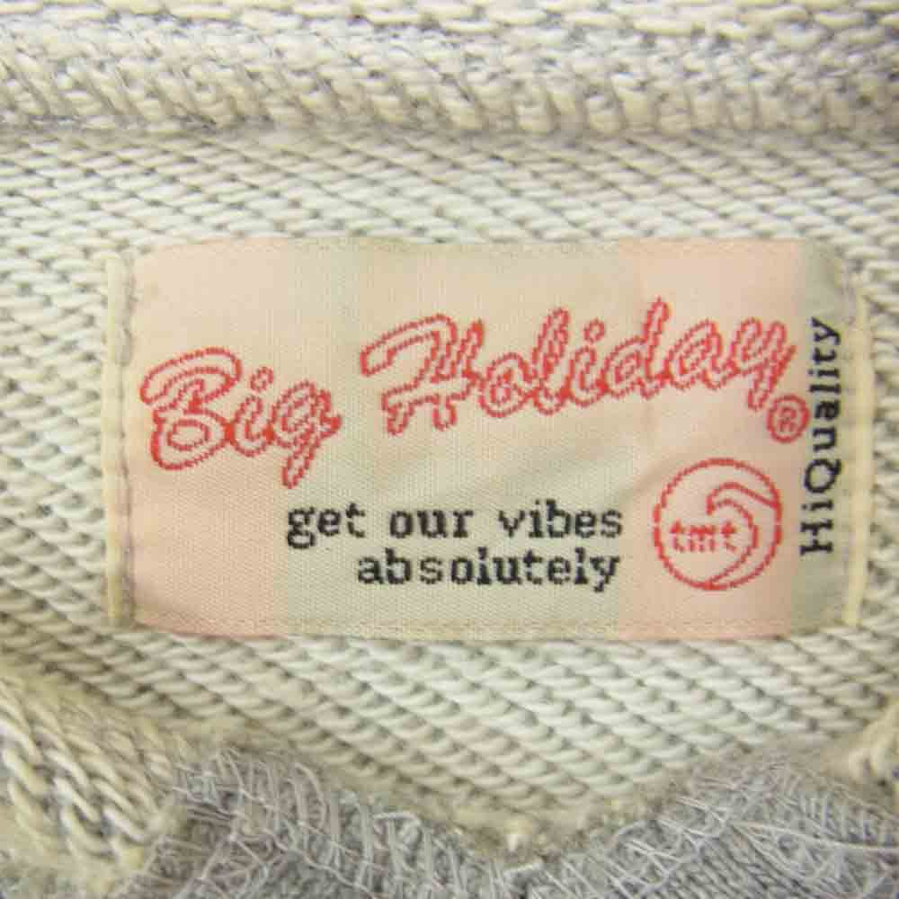 TMT ティーエムティー BIG HOLIDAY ビッグホリデー ダメージ加工 YOURS BIG3 ロゴ スウェット フーディ プルオーバー パーカー グレー系 S【中古】