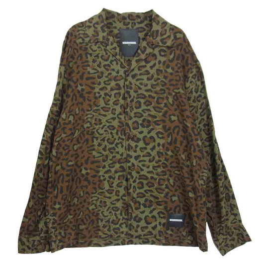 NEIGHBORHOOD ネイバーフッド 201TSNH-SHM05 ALOHA.LEOPARD/RL-SHIRT.LS レオパード 長袖シャツ アロハシャツ カーキ系 S【中古】