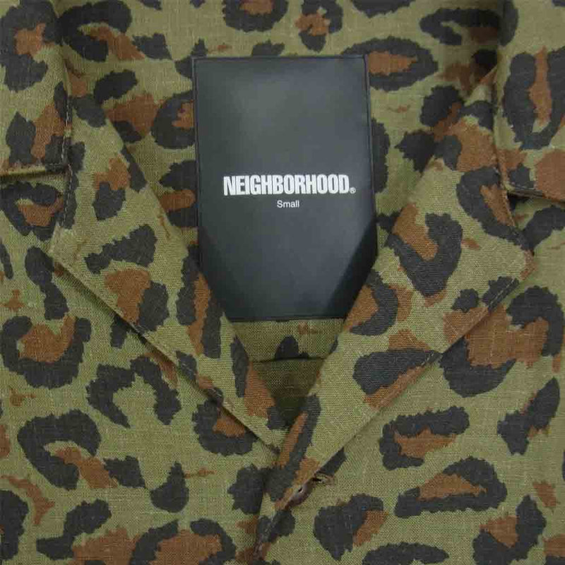 NEIGHBORHOOD ネイバーフッド 201TSNH-SHM05 ALOHA.LEOPARD/RL-SHIRT.LS レオパード 長袖シャツ アロハシャツ カーキ系 S【中古】