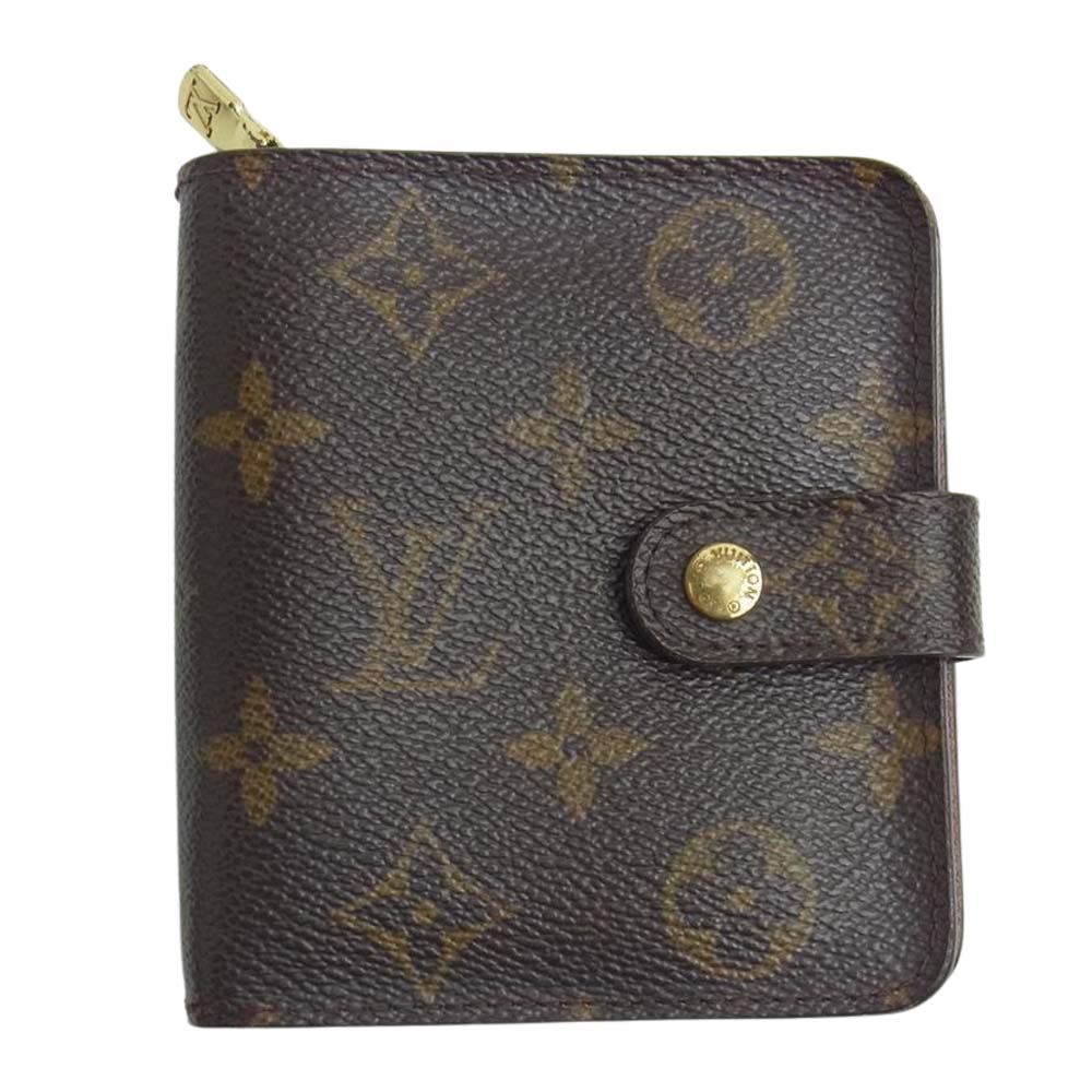 LOUIS VUITTON ルイ・ヴィトン M61667 モノグラム コンパクト ジップ 2つ折り 財布 ブラウン系【中古】