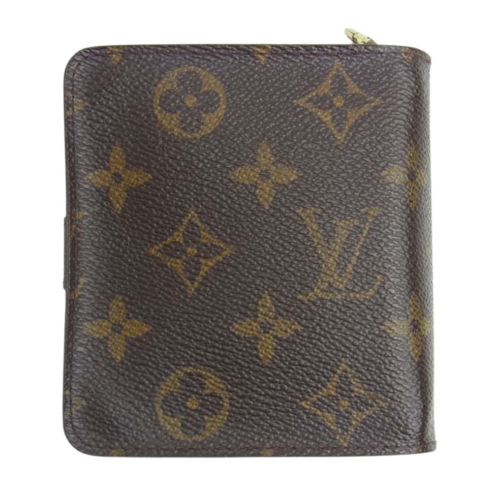 LOUIS VUITTON ルイ・ヴィトン M61667 モノグラム コンパクト ジップ 2つ折り 財布 ブラウン系【中古】