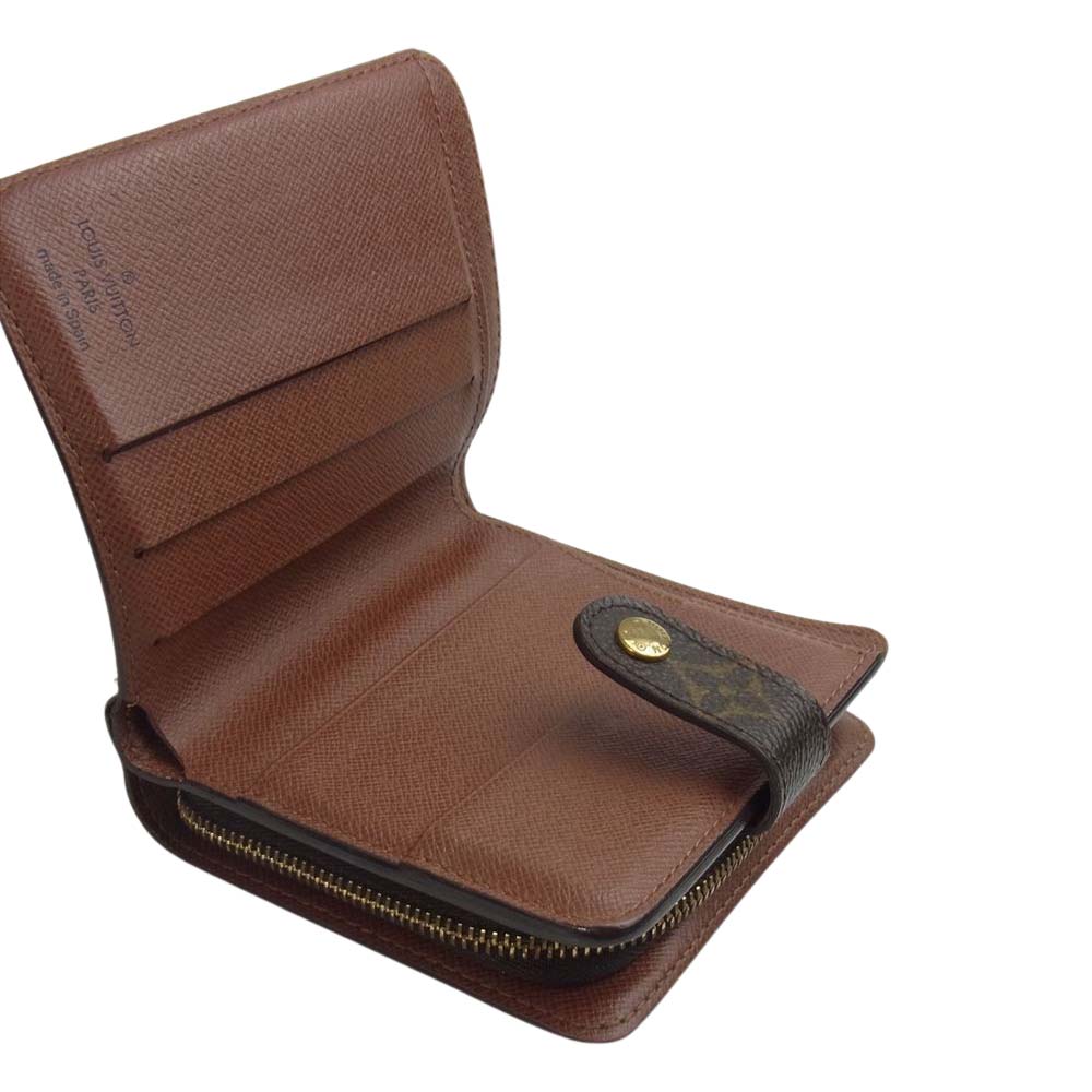 LOUIS VUITTON ルイ・ヴィトン M61667 モノグラム コンパクト ジップ 2つ折り 財布 ブラウン系【中古】