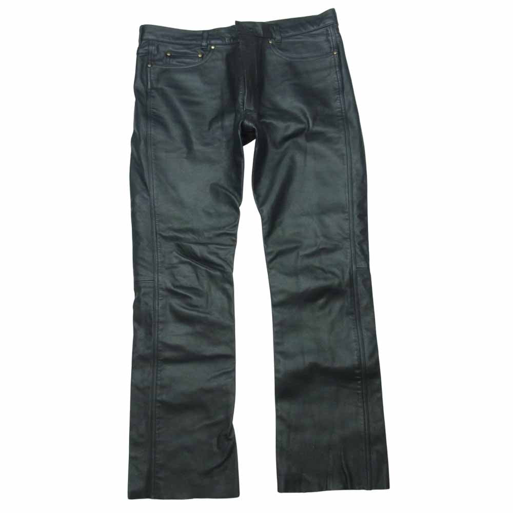 トリッキー レザー パンツ 牛革 ポリエステル 中国製 ブラック系 4L【中古】
