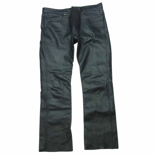 トリッキー レザー パンツ 牛革 ポリエステル 中国製 ブラック系 4L【中古】