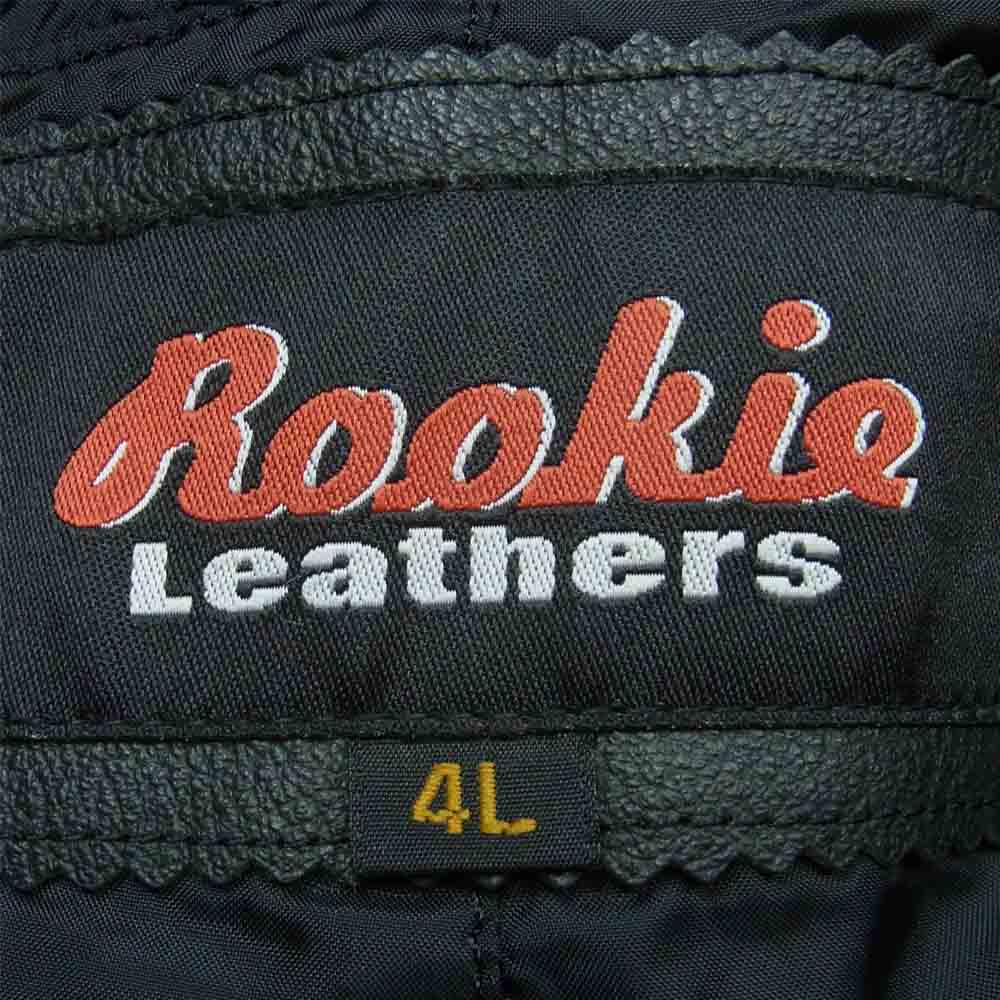 ルーキーレザーズ ライダース レザー パンツ プロテクター付 牛革 ナイロン ブラック系 4L【中古】