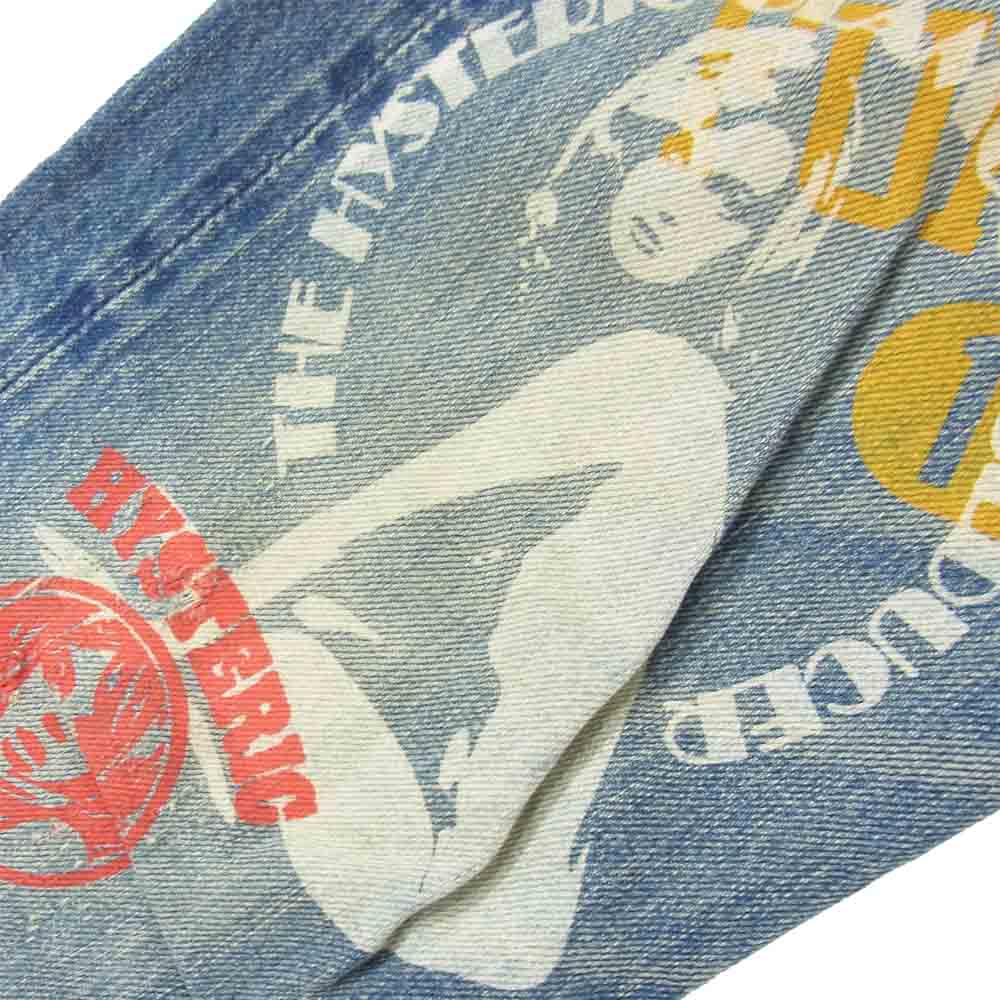 HYSTERIC GLAMOUR ヒステリックグラマー 0211AP10 SP加工 COLLAGE ペイント ウォッシュ ダメージ加工 ストレート デニム パンツ インディゴブルー系 30【中古】