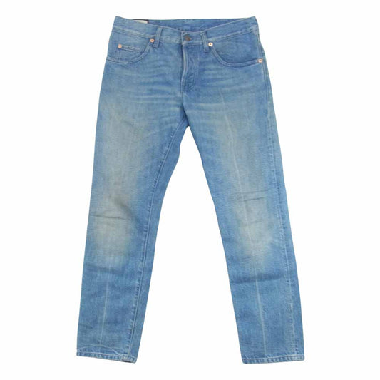 GUCCI グッチ 557960 国内正規品 ストロベリー 刺繍 ボタンフライ デニム パンツ インディゴブルー系 25【中古】