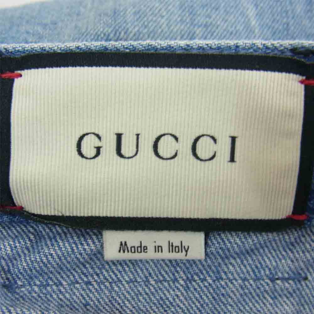 GUCCI グッチ 557960 国内正規品 ストロベリー 刺繍 ボタンフライ デニム パンツ インディゴブルー系 25【中古】