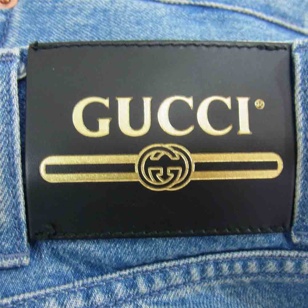 GUCCI グッチ 557960 国内正規品 ストロベリー 刺繍 ボタンフライ デニム パンツ インディゴブルー系 25【中古】