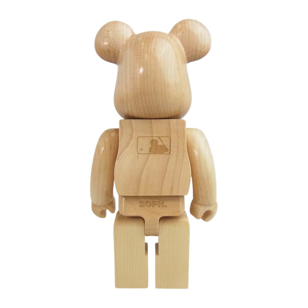 ベアブリック F.C.R.B. × MLB  カリモク メディコムトイ WOOD フィギュア 400% ベージュ系【極上美品】【中古】
