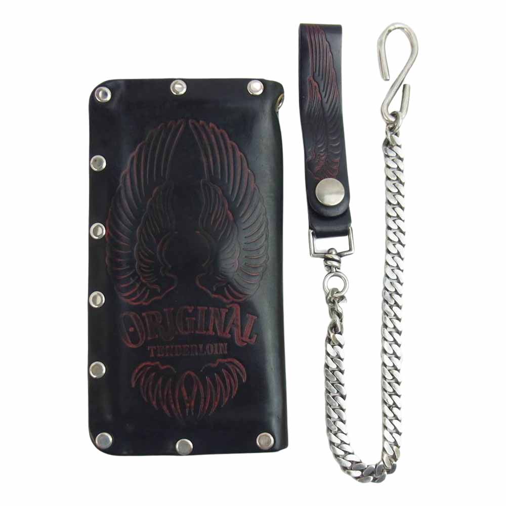 TENDERLOIN テンダーロイン T-WALLET コードバン ウォレット チェーン付き 長財布 ブラック系【中古】