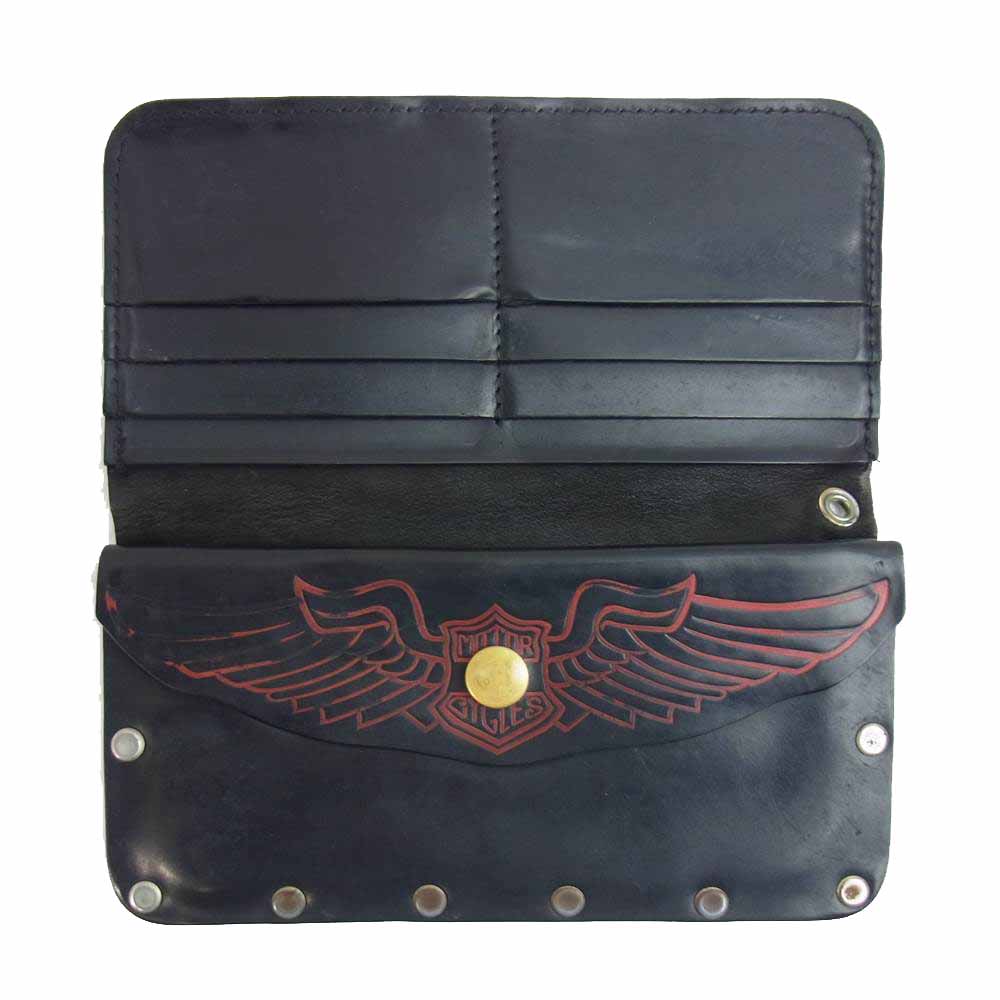 TENDERLOIN テンダーロイン T-WALLET コードバン ウォレット チェーン付き 長財布 ブラック系【中古】