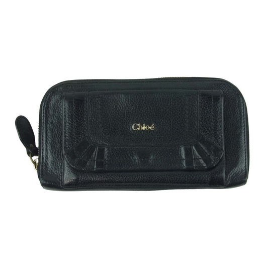 Chloe クロエ パラティ ラウンドファスナー 長財布 ブラック系【中古】