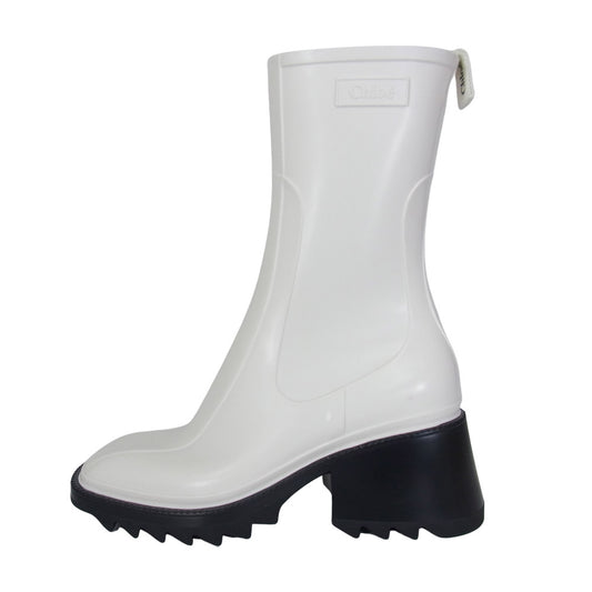 Chloe クロエ Betty ベティ PCV レイン ブーツ ホワイト系 38【極上美品】【中古】