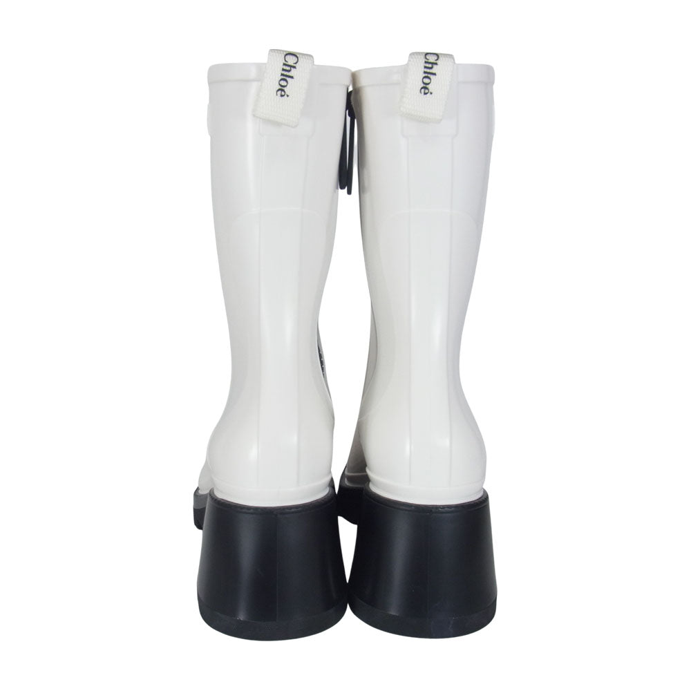 Chloe クロエ Betty ベティ PCV レイン ブーツ ホワイト系 38【極上美品】【中古】