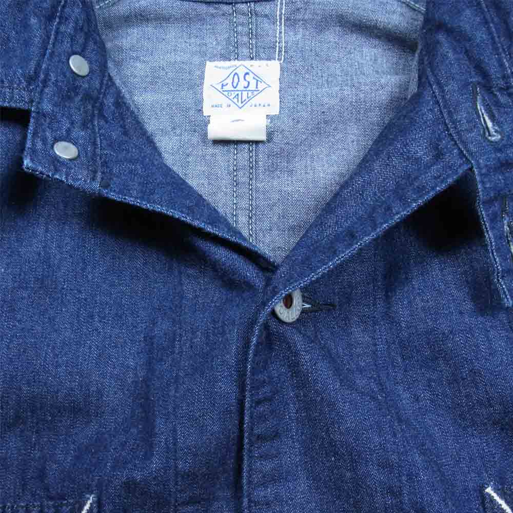 POST OVERALLS ポストオーバーオールズ POST 42 チンスト デニム シャツ インディゴブルー系 M【中古】