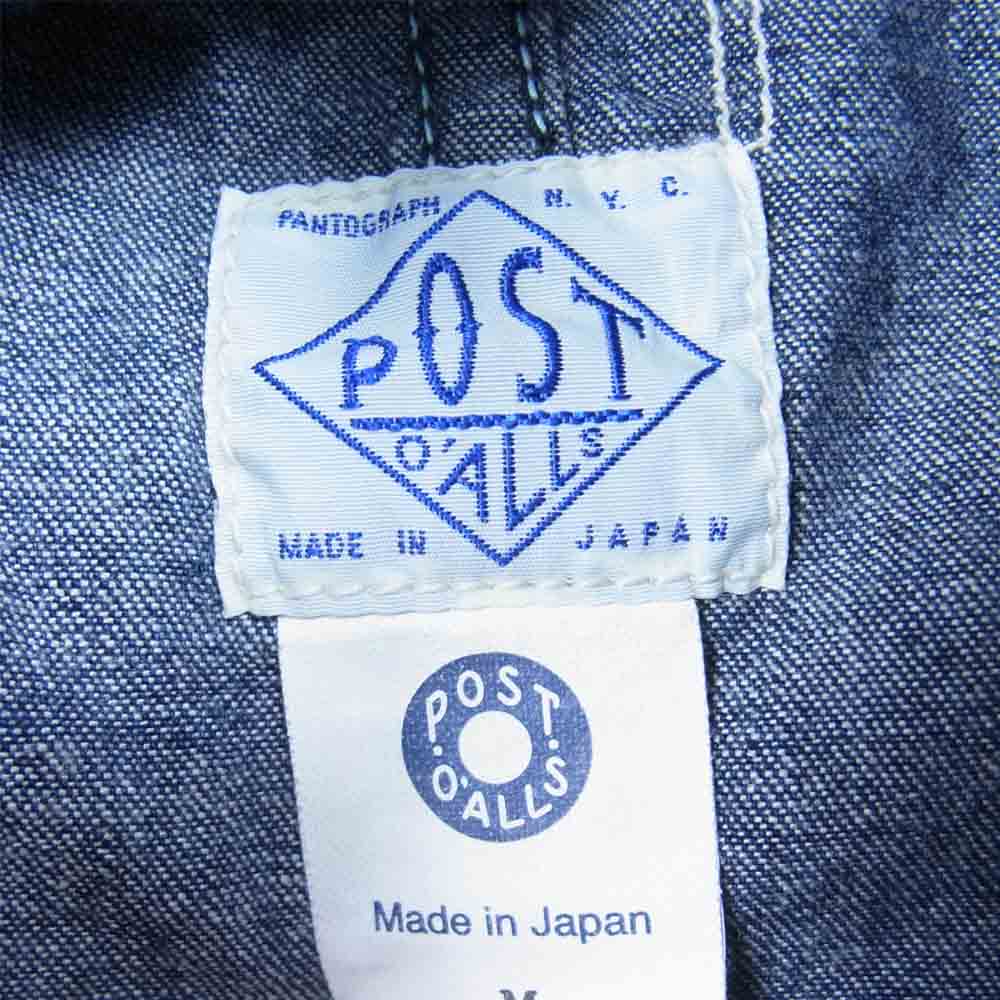 POST OVERALLS ポストオーバーオールズ POST 42 チンスト デニム シャツ インディゴブルー系 M【中古】