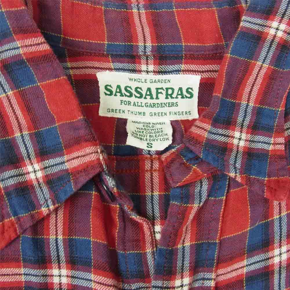 SASAFRAS ササフラス Botanical Scout Apron Shirt ボタニカル スカウト エプロン チェック シャツ レッド系 S【中古】
