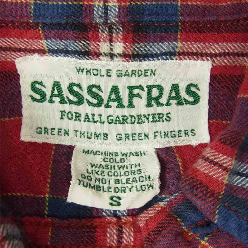 SASAFRAS ササフラス Botanical Scout Apron Shirt ボタニカル スカウト エプロン チェック シャツ レッド系 S【中古】