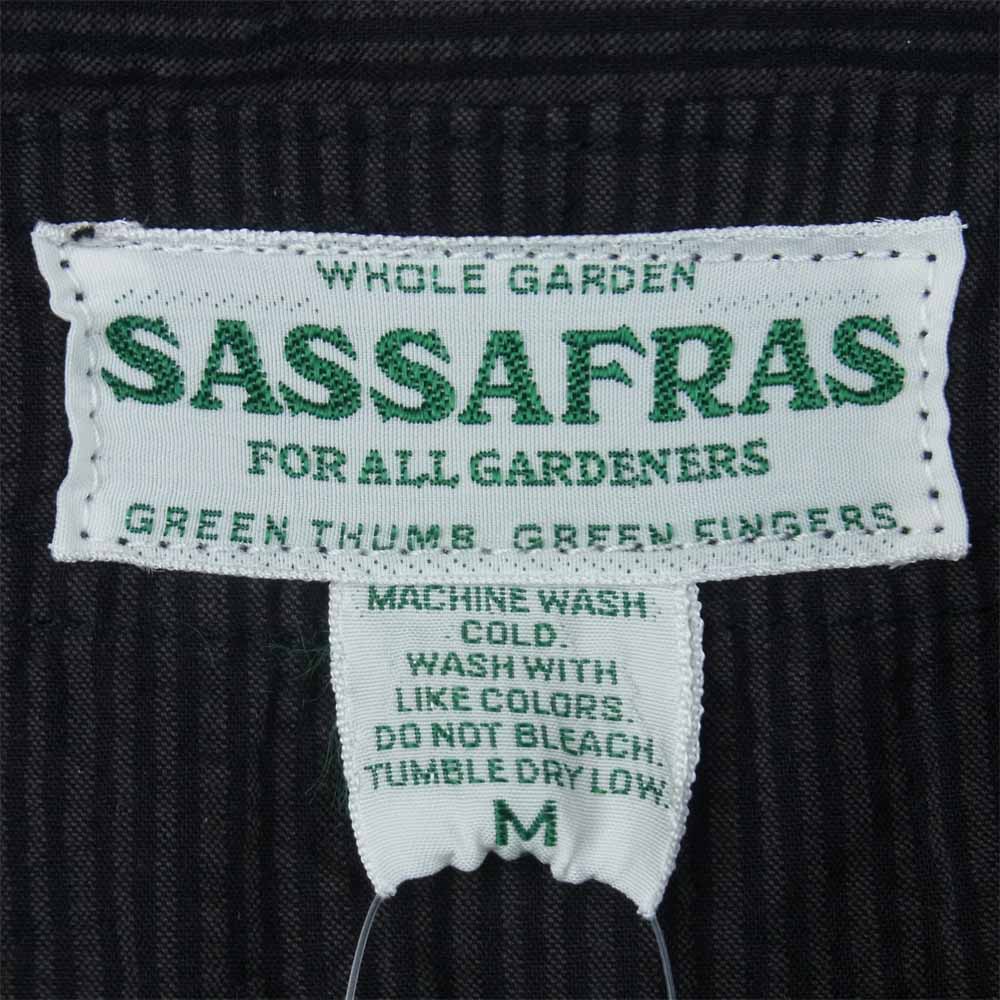 SASAFRAS ササフラス Vase Wall Gardener Half ベース ウォール ガーデナー ストライプ サッカー ノーカラー 長袖 シャツ グレー系 M【中古】