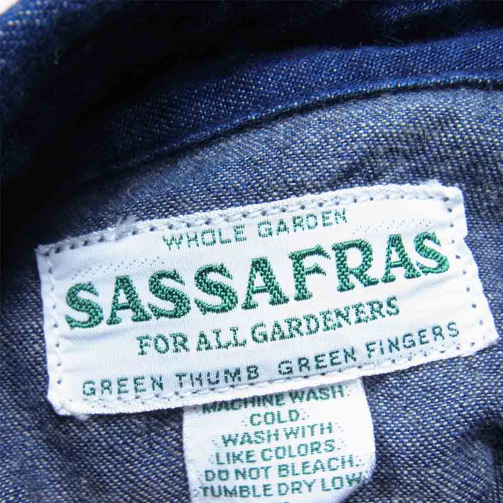 SASAFRAS ササフラス チンストラップ デニム インディゴ シャツ インディゴブルー系 S【中古】