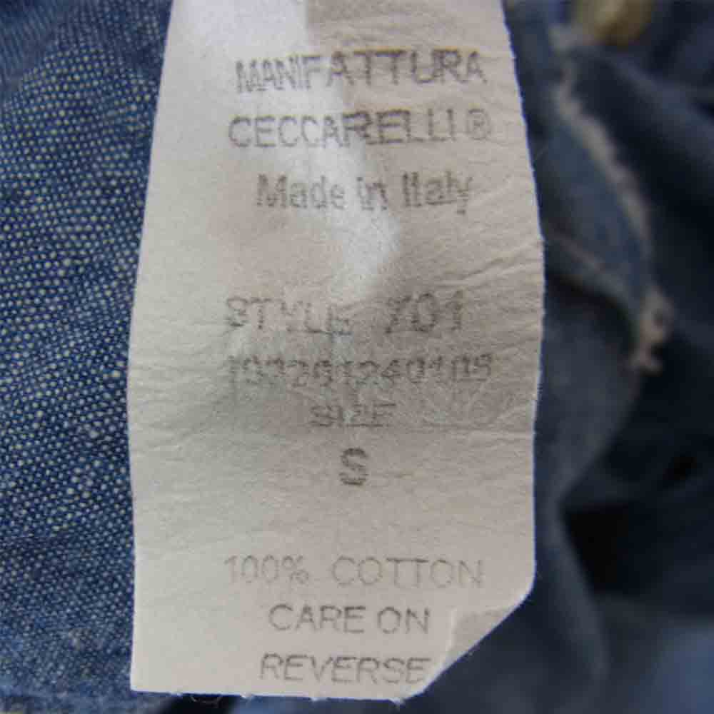マニファッツュラ チェッカレッリ 102201240108 ガチャポケ チンストラップ シャンブレー シャツ ブルー系 S【中古】