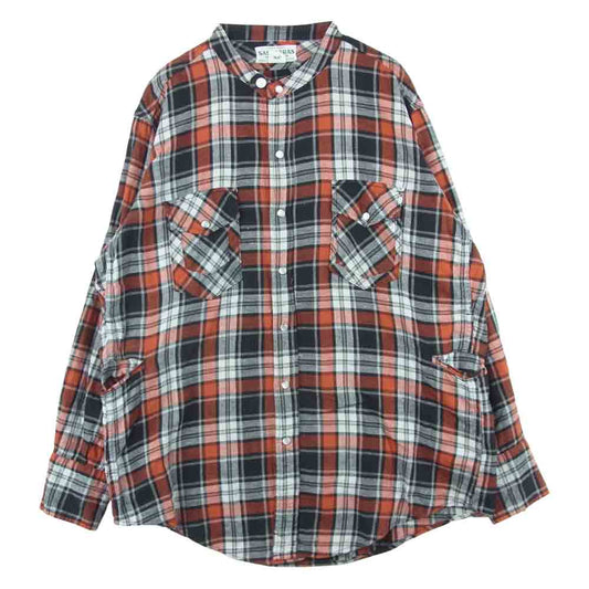 SASAFRAS ササフラス Weeds Barrow The Band Half ウィーズ バロー ザ バンド チンストラップ スナップボタン チェック 長袖 シャツ レッド系 ブラック系 S【中古】
