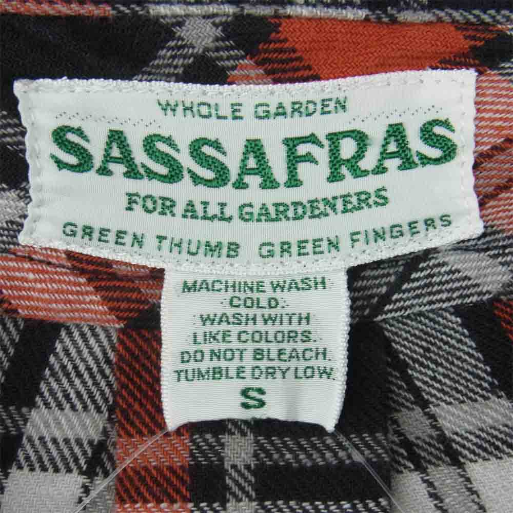 SASAFRAS ササフラス Weeds Barrow The Band Half ウィーズ バロー ザ バンド チンストラップ スナップボタン チェック 長袖 シャツ レッド系 ブラック系 S【中古】