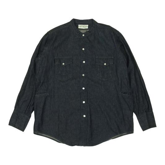SASAFRAS ササフラス Weeds Barrow The Band Half ウィーズ バロー ザ バンド チンストラップ スナップボタン デニム シャツ インディゴブルー系 S【中古】