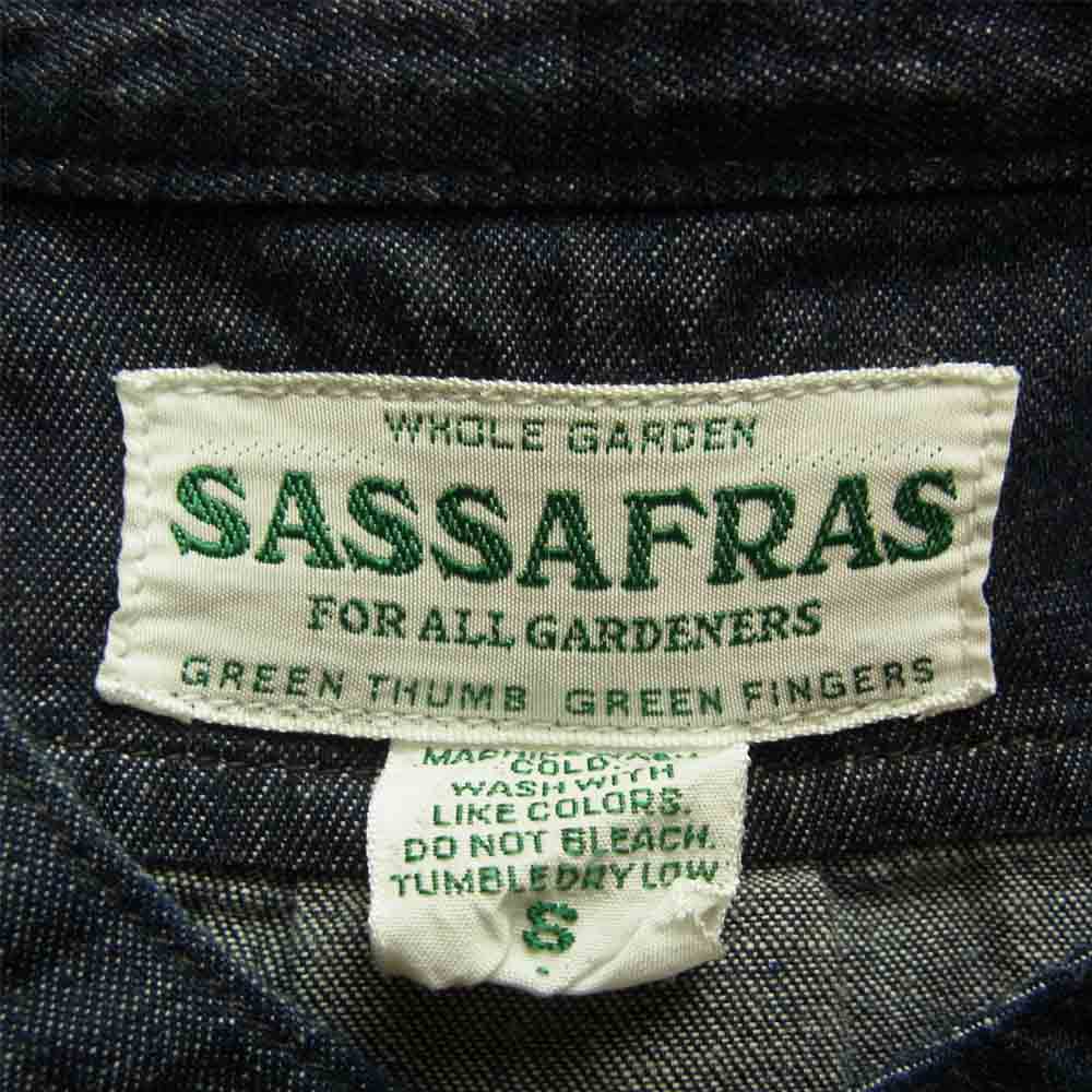 SASAFRAS ササフラス Weeds Barrow The Band Half ウィーズ バロー ザ バンド チンストラップ スナップボタン デニム シャツ インディゴブルー系 S【中古】
