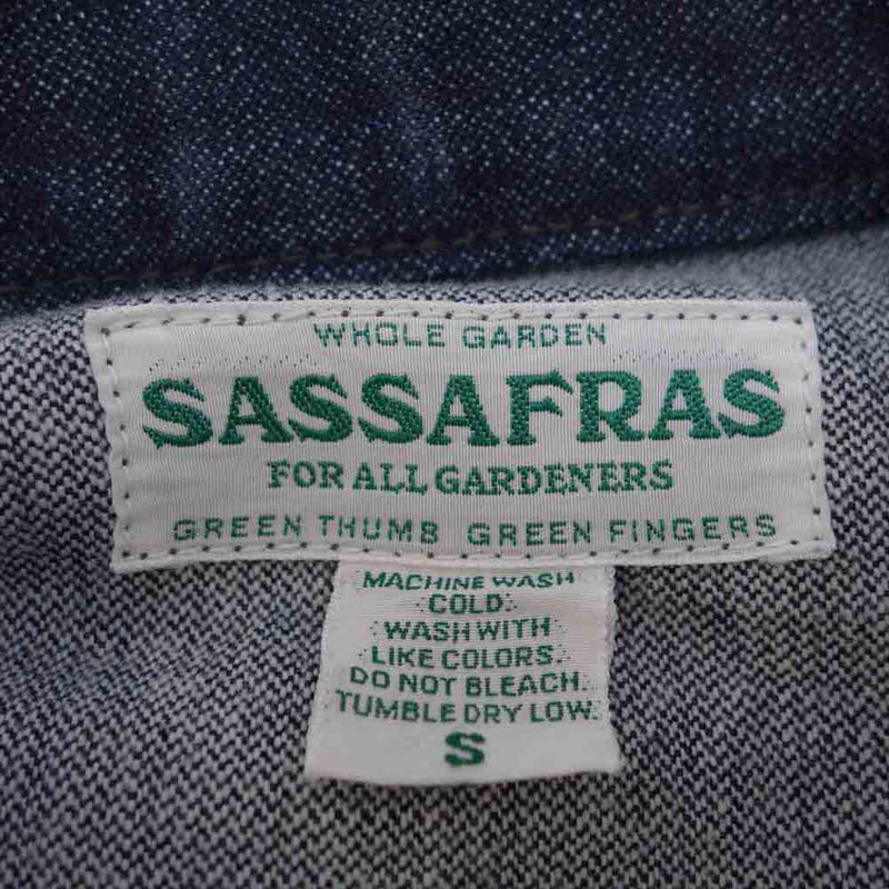 SASAFRAS ササフラス Gardener jacket denim ガーデナー デニム ジャケット インディゴブルー系 S【中古】