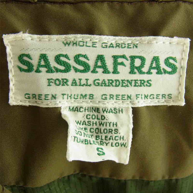 SASAFRAS ササフラス GARDENER CAP JACKET ガーデナー キャップ ジャケット オリーブ カーキ系 S【中古】