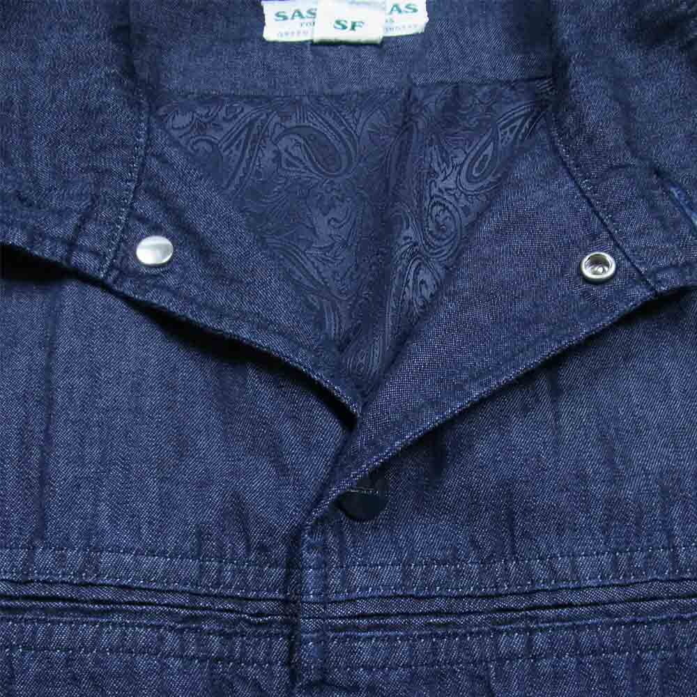 SASAFRAS ササフラス GARDENER CAP JACKET デニム ガーデナー キャップ ジャケット インディゴブルー系 S【中古】