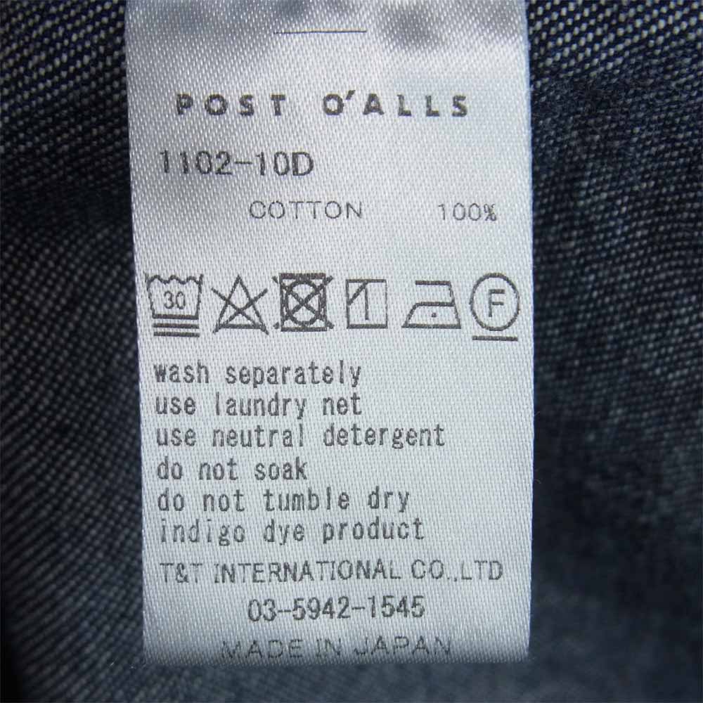POST OVERALLS ポストオーバーオールズ ENGINEERS' JACKET エンジニア ガチャポケ デニム カバーオール ジャケット インディゴブルー系 S【美品】【中古】