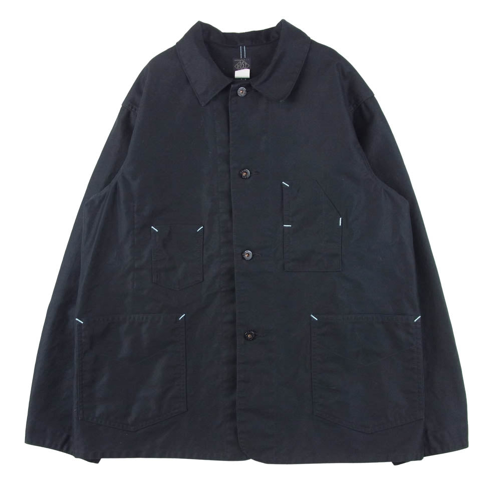 POST OVERALLS ポストオーバーオールズ DeLuxe Railroader レイルローダー ガチャポケ カバーオール ジャケット ブラック系 M【美品】【中古】