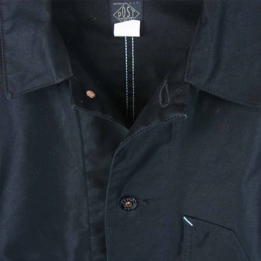 POST OVERALLS ポストオーバーオールズ DeLuxe Railroader レイルローダー ガチャポケ カバーオール ジャケット ブラック系 M【美品】【中古】