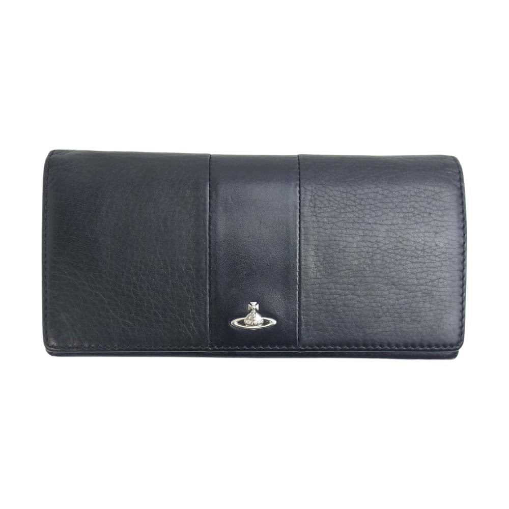Vivienne Westwood ヴィヴィアンウエストウッド オーブ 二つ折り 長財布 ロングウォレット ブラック系【中古】
