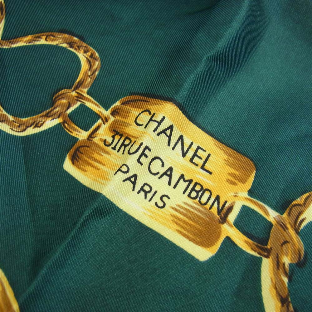 CHANEL シャネル チェーン ベルト 柄 スカーフ タグ無し グリーン系 表記無し【中古】