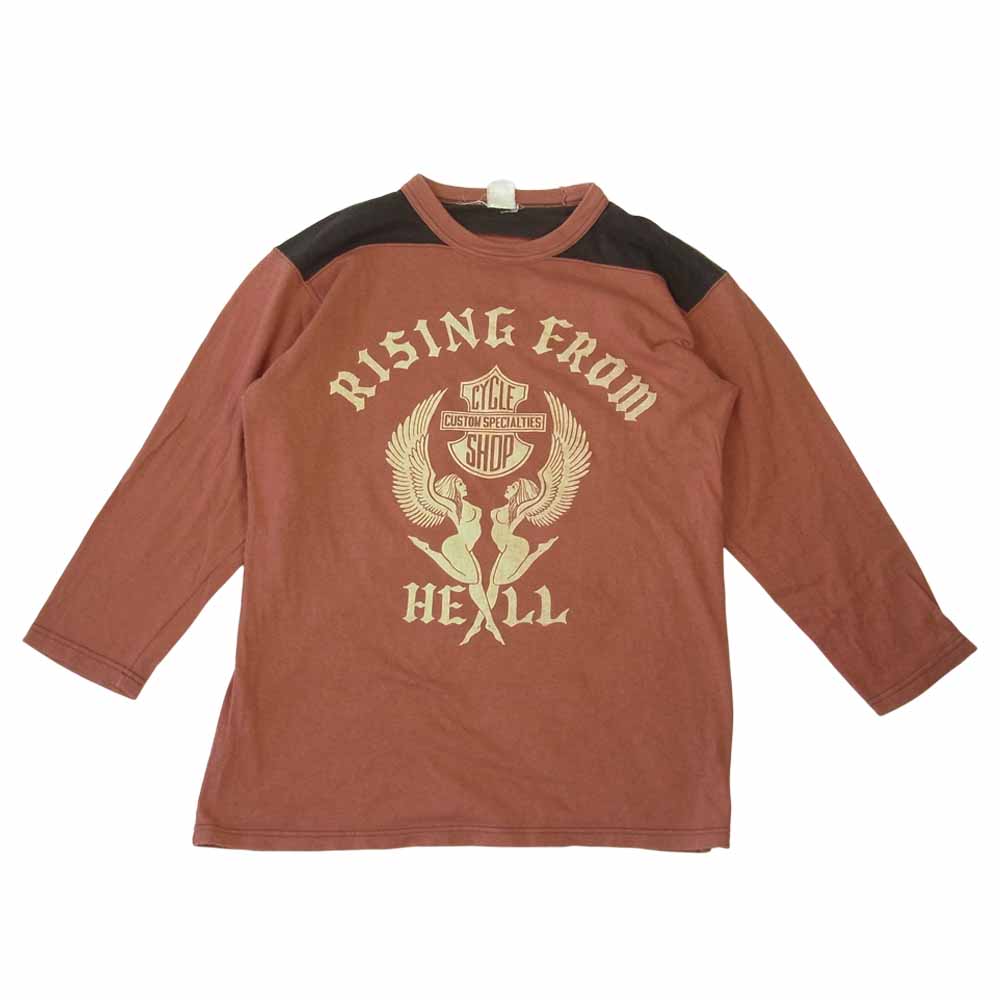 FREEWHEELERS フリーホイーラーズ 7分袖 カットソー エンジ系 M【中古】