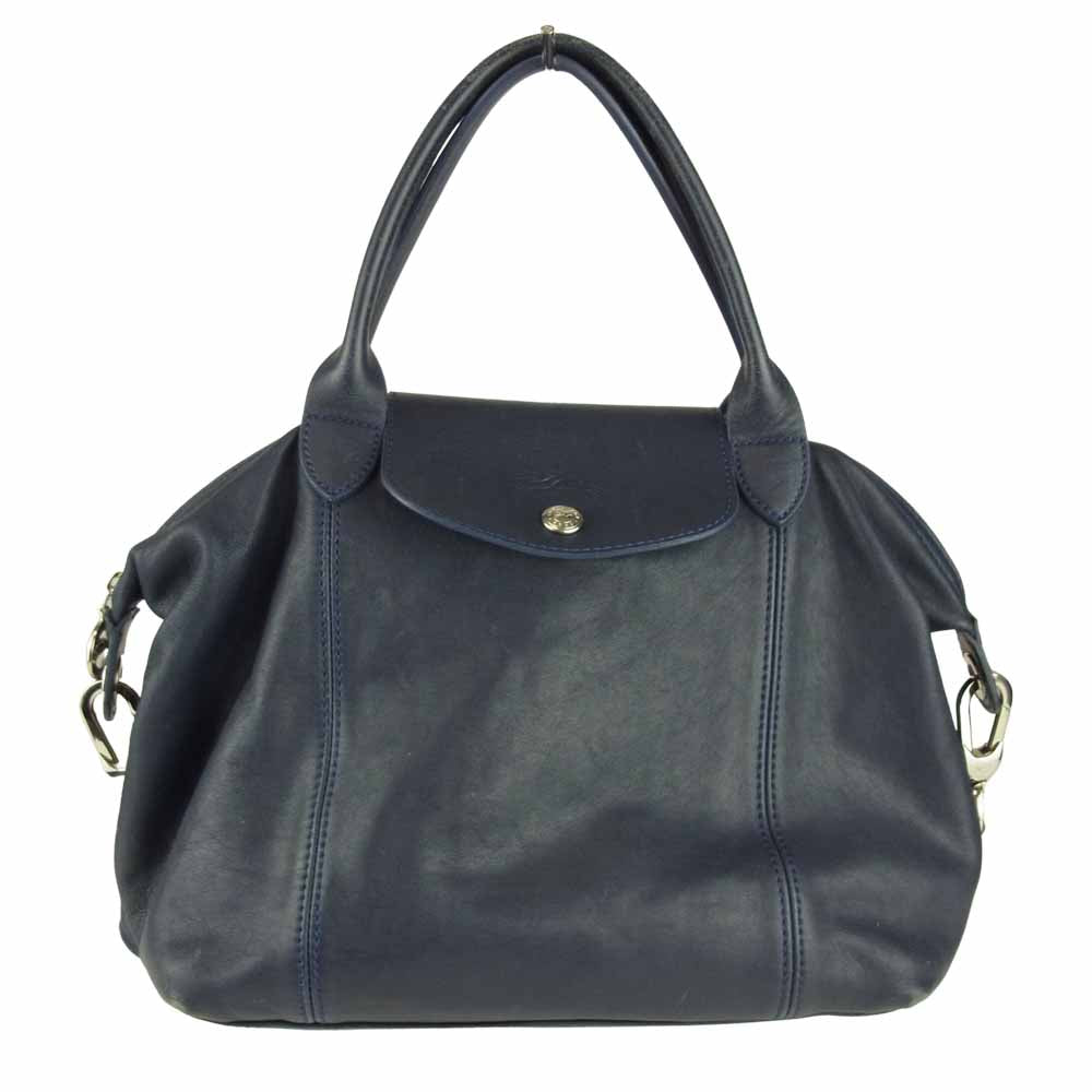 ロンシャン DEPOSE レザー 2way ショルダー バッグ ネイビー系【中古】