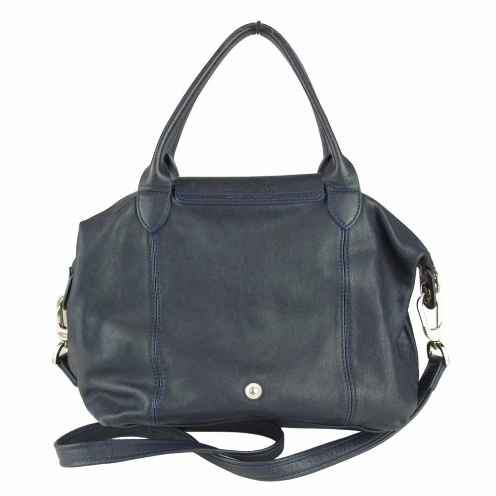 ロンシャン DEPOSE レザー 2way ショルダー バッグ ネイビー系【中古】