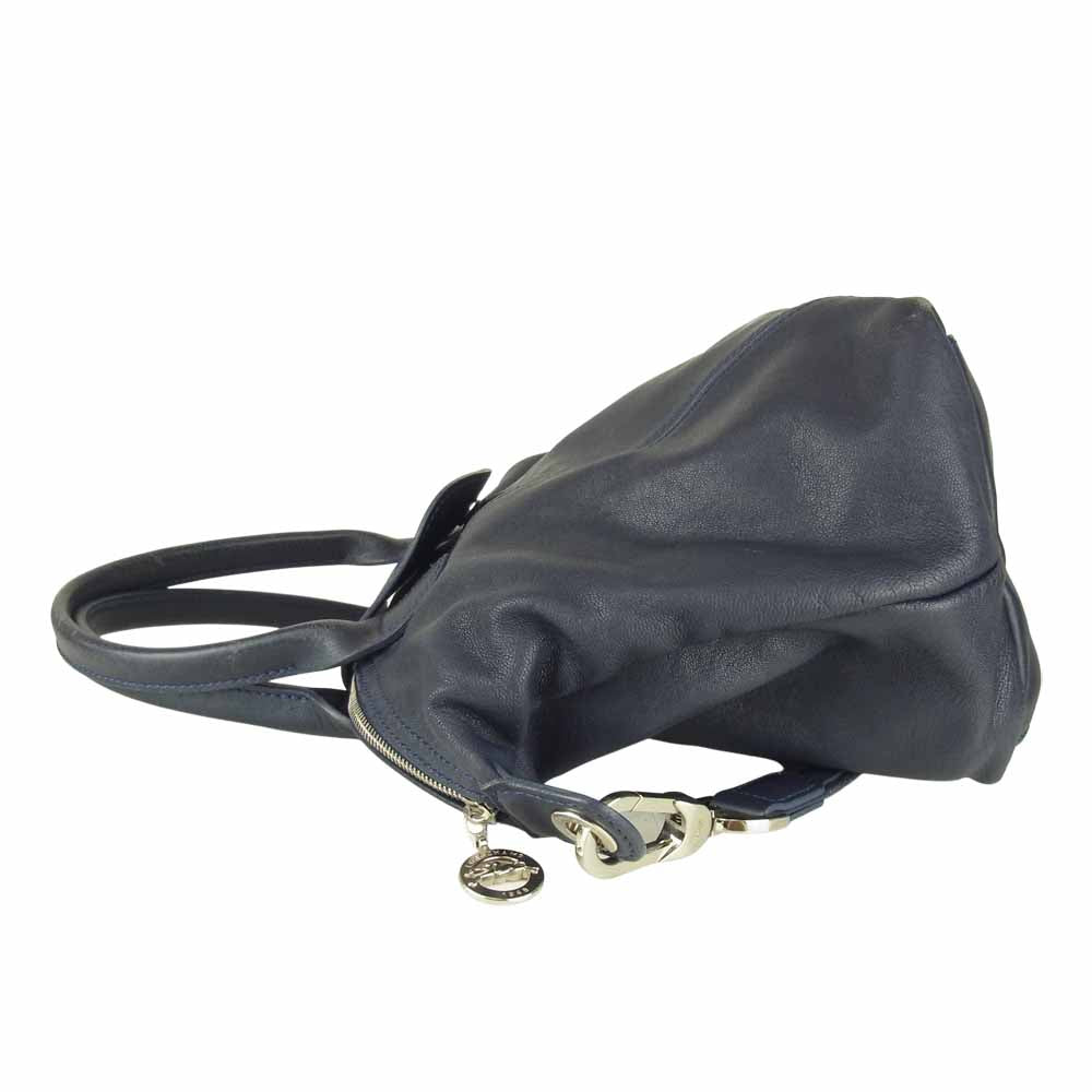 ロンシャン DEPOSE レザー 2way ショルダー バッグ ネイビー系【中古】