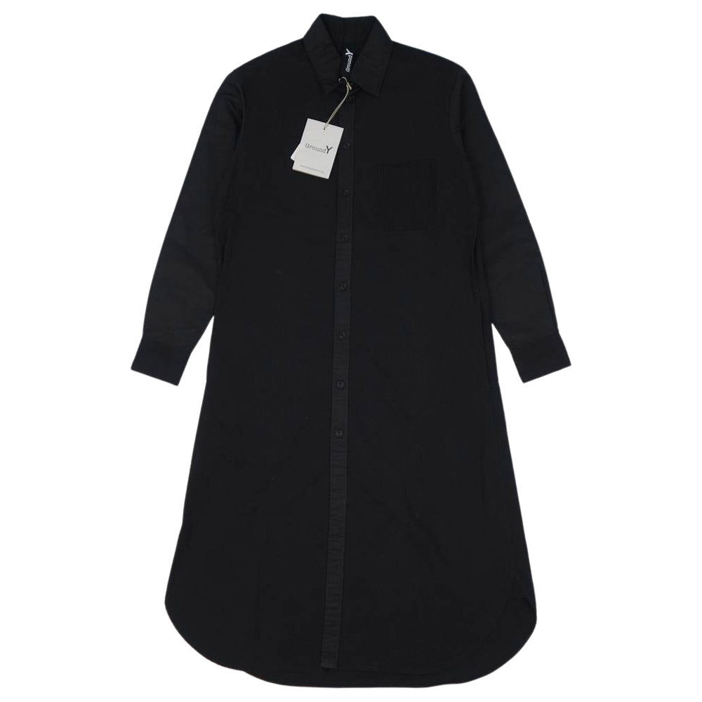 Yohji Yamamoto ヨウジヤマモト 21AW GM-B01-830 GroundY Material Patchwork Long Shirt Dress ロング シャツ ブラック系 03【新古品】【未使用】【中古】