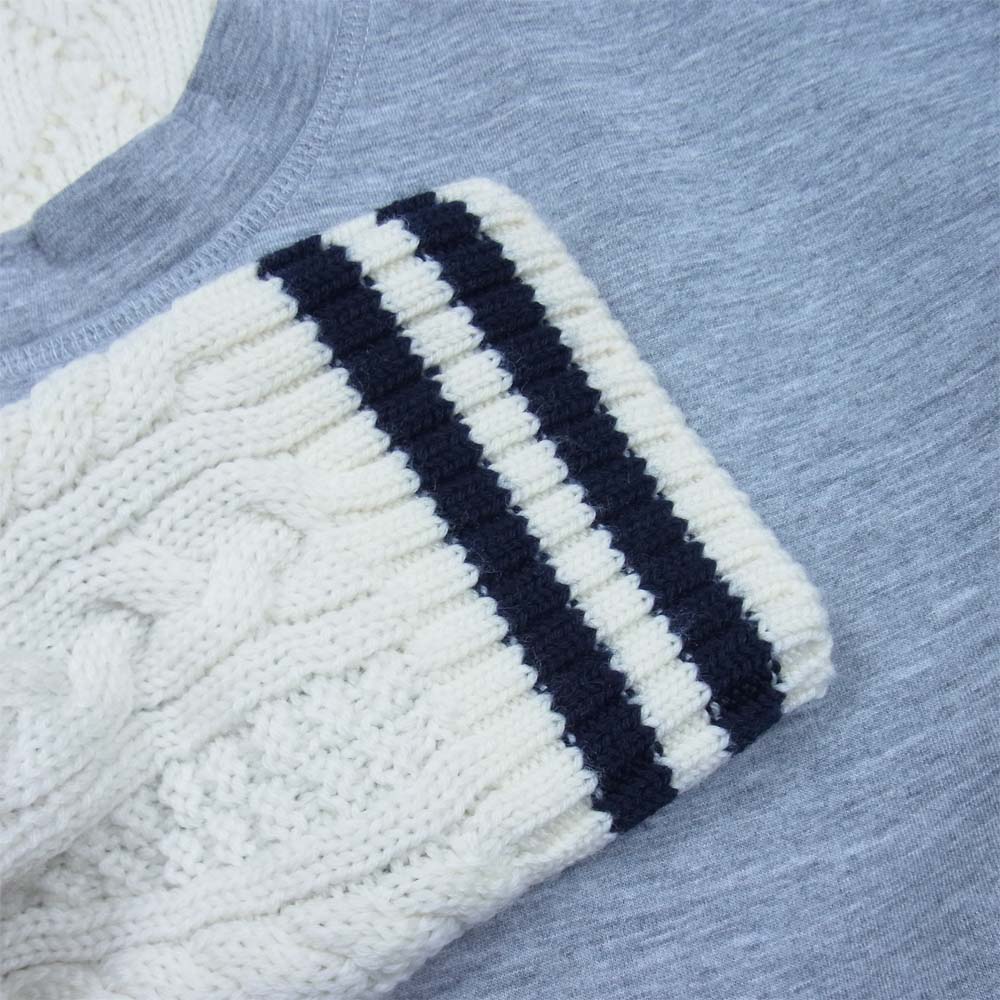 SOPHNET. ソフネット SOPH-202089 FABRIC MIX CREWNECK KNIT ファブリックミックス クルーネック ニット 灰×白系 L【中古】