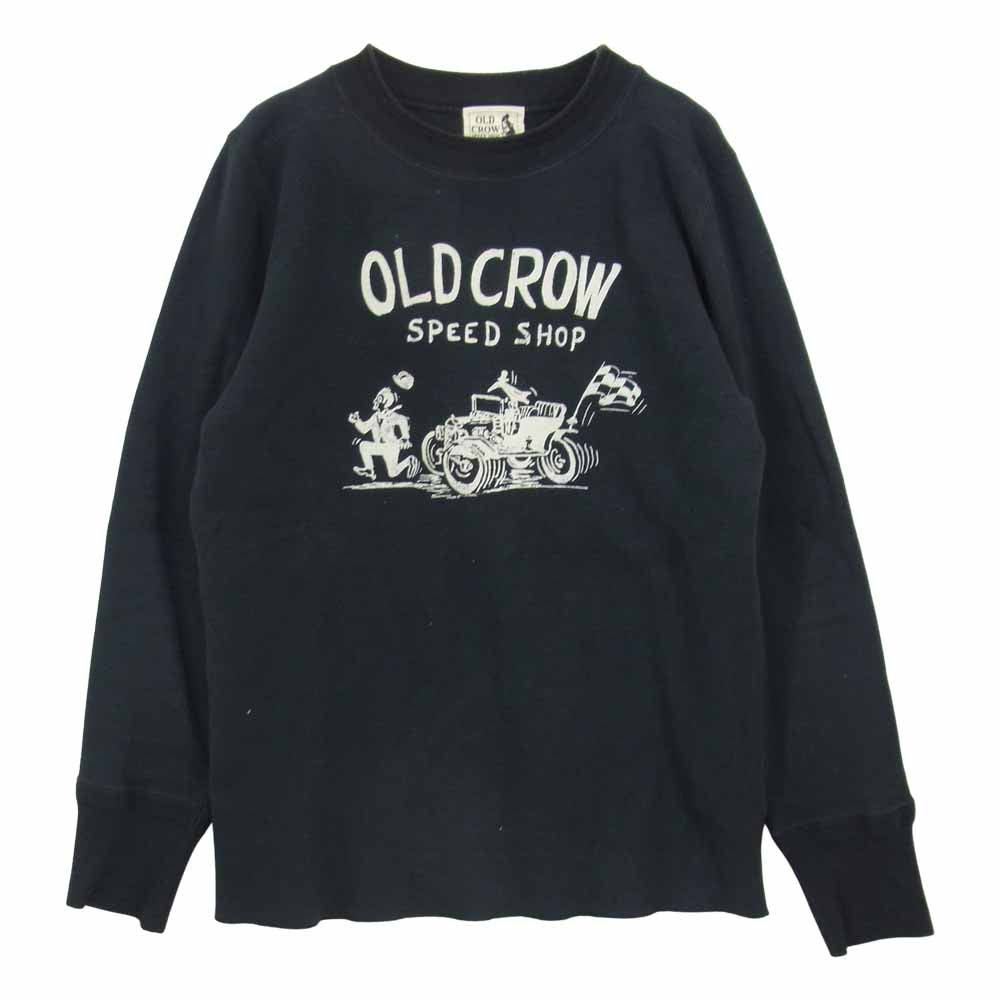 オールドクロウ OLD CROW SPEED SHOP プリント カットオフ スウェット トレーナー ブラック系 M【中古】